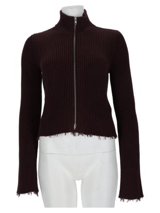 Maison Margiela Ribbed Knit Brown Cotton Sports Jacket