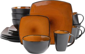 Gibson Home Soho Lounge Square Stoneware Dinnerware Set in Amber at Nordstrom