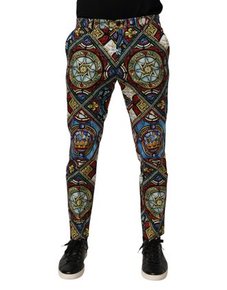 Dolce & Gabbana Multicolor Stained Glass Window Style Print Men Pants Co+03