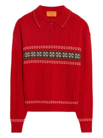 Guest In Residence patterned round-neck cashmere sweater - Red