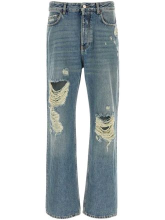 Balenciaga ripped straight-leg jeans - unisex - Cotton - S - Blue