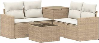 vidaXL Juego De Sof&aacute; 6 Uds. Beige Y Blanco Crema Vidaxl