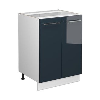 Vicco Mueble Bajo De Cocina Fame-line, Azul Oscuro Alto Brillo, 60 Cm Sin Encimera Vicco