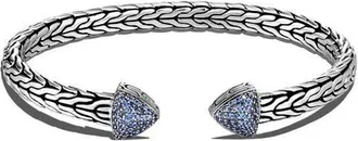 John Hardy Classic Chain Slim Flex Cuff in Blue Sapphire/silver at Nordstrom, Size Small/medium