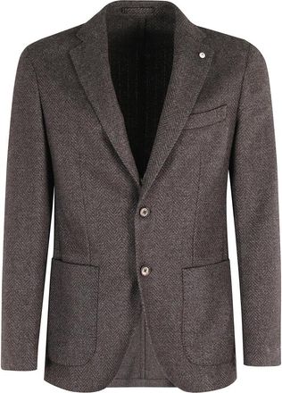 L.B.M. 1911 Donkerbruine wollen blend jas - Heren - Blazers - Bruin - XL - Wol - Jassen