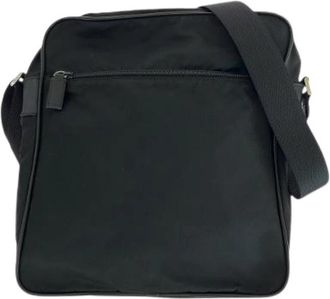 Prada Pre-owned Nylon/Leather Tessuto Logo Schoudertas - Dames - Vintage Schoudertas - Zwart - ONE Size - Nylon - Vintage