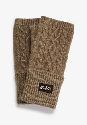 Superdry Strickhandschuhe SUPERDRY CABLE LUXE HANDWARMERS, Damen, moss khaki, Strick, Materialmix, Handschuhe Strickhandschuhe