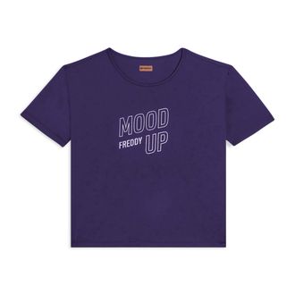 Freddy T-shirt cropped con maniche ampie e stampa Mood Up