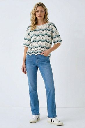 Roman Crochet Wave Knitted Top