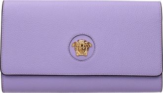 Versace Purple Leather Clutch Womens Bag