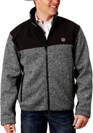 Roper Sweater Knit Fleece Jacket In Grey/black