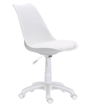 Home Heavenly Home Heavenly - Silla Escritorio Giratoria Y Regulable Tulipa, Asiento Ergon&oacute;mico Tapizado En Polipiel. 79x60x60 Cm. Color: Blanco