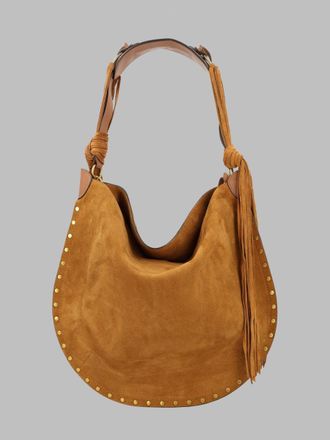 Isabel Marant Womens Hobo Bag Oskan Soft Brown Calf Velvet Leather Shoulder