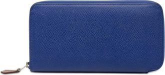 Herm&egrave;s Blue Epsom Leather Long Wallet (Bi-Fold) (Pre-Owned)