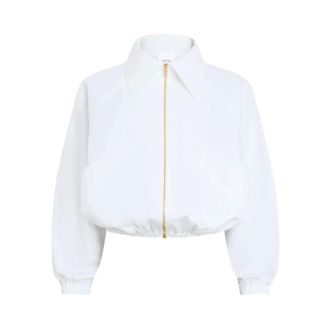 Patou Bomber Jackets, female, White, Size: L Zipped Collared Bomber Jacket