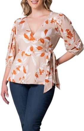 Kiyonna Nina Wrap Top in Sunset Blooms at Nordstrom, Size 2X