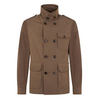 Moorer Double-Breasted Coats, male, Brown, Size: M Modern Double-Breasted Jacket