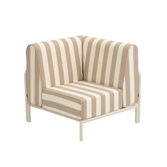 Oviala Sill&oacute;n esquinero de rayas de jard&iacute;n modulares, tela beige