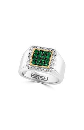 Effy Mens Sterling Silver Emerald & White Topaz Ring in Green at Nordstrom Rack, Size 10