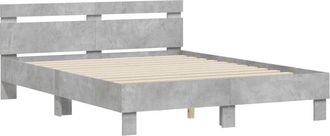 vidaXL Vidaxl - Cama Con Cabecero Madera De Ingenier&iacute;a Gris Hormig&oacute;n 150x200 Cm