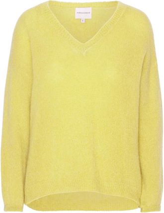 Americandreams Silja V Neck Knit - Dames - V-hals truien - Geel - L - Wol - Truien & Vesten