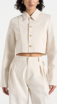 Mani&egrave;re De Voir Florine Linen Pintuck Shirt in Natural at Nordstrom, Size 10