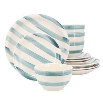 Gibson Home Kenwood Shores 12 Piece Stoneware Dinnerware Set in Blue at Nordstrom