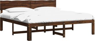 vidaXL Cama Doble Con Cabecero Rostock Marr&oacute;n Oscuro 200 X 200 Cm Vidaxl