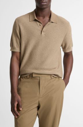 Vince Geometric Jacquard Polo Sweater in Teton/River Sand at Nordstrom, Size X-Small