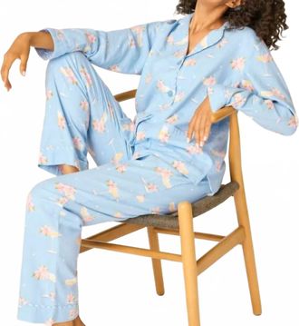 PJ Salvage Fizz The Season 3-Piece Flannel Pj Set In Light Sky