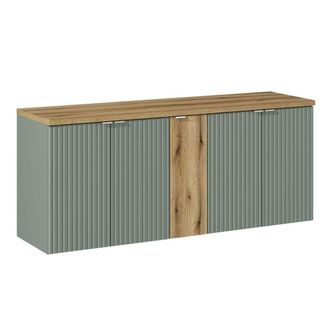 Petits Meubles Mueble bajo lavabo 140cm 5 puertas paneles de melamina y mdf verde