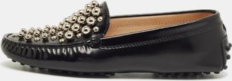 Tod's Tods Black Leather Embellish Loafers