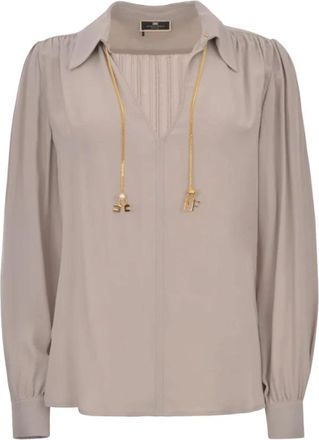 Elisabetta Franchi Blouse - Dames - Blouses - Grijs - L - Polyester - Overhemden