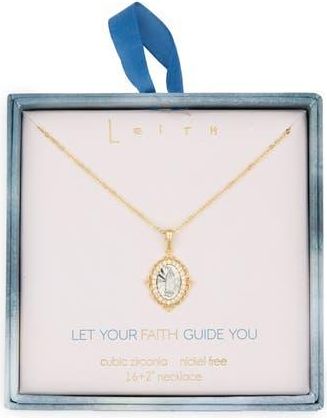 Leith Religious Pendant Necklace in Clear- Gold at Nordstrom Rack