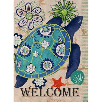 OEM Decoraci&oacute;n De Interiores, Frases De Bienvenida, Bandera De Jard&iacute;n Exterior De Doble Cara Con Tortuga Playera, Bandera Tropical Para El Hogar Y El Pati