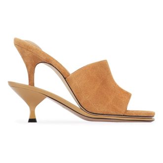 Jacquemus Heeled Mules, female, Brown, Size: 10 US Brown Crocodile-Embossed Leather Sandals