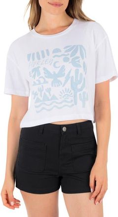 Hurley Siesta Boxy Crop Cotton Graphic T-Shirt in White at Nordstrom, Size X-Large