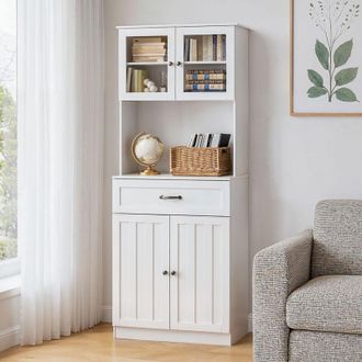 OEM Credenza De Sala De Comedor Alta, Mueble De Almacenamiento Para Sala De Comedor, Buffet Armario Con 4 Puertas Y 1 Caj&oacute;n, Con Estantes Ajustables Para 