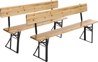 Oviala Lote de 2 bancos de madera plegables de estilo brasserie con respaldo