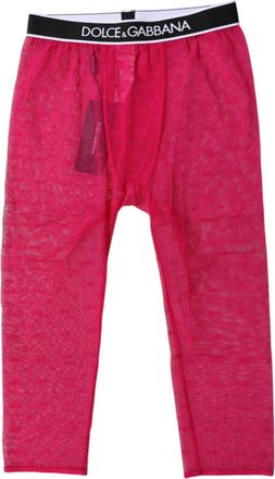 Dolce & Gabbana Fuchsia DG Logo Nylon Cropped Tights Womens Underwear