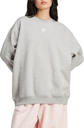 adidas Originals Essentials Oversize Crewneck Sweatshirt in Medium Grey Heather at Nordstrom, Size Small