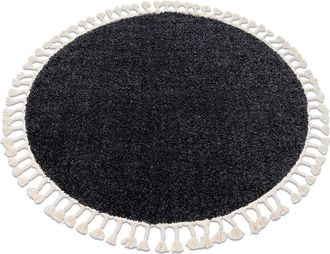 RugsX Rugsx - Alfombra Berber 9000 Circulo Gris Franjas Bereber Marroqu&iacute; Shaggy Grey Circulo 120 Cm
