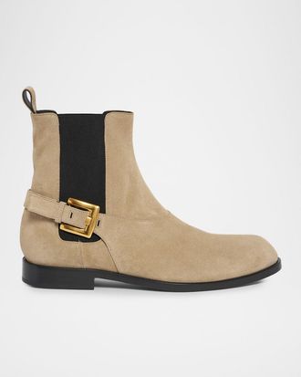 Balmain Men & apos;s Leather PB-Buckle Chelsea Boots