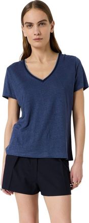 Gerard Darel Mirana Linen V-Neck T-Shirt in Indigo at Nordstrom, Size X-Large