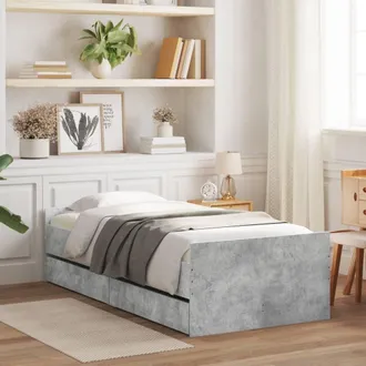 vidaXL Estructura De Cama Con Cajones Gris Hormig&oacute;n 90x190 Cm Vidaxl