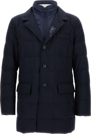 Fay Double-Breasted Blue Padded Quilted Puffer Jacket