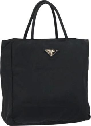 Prada Pre-owned Tote Bags, female, Black, Size: ONE SIZE Pre-owned Vintage Nylon Tote Bag