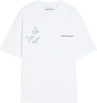 Mki Miyuki Zoku Flight Printed Cotton T-shirt - White - Xxl