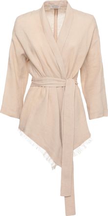 Antonelli Beige Katia Fringed Waist Belt Blazer