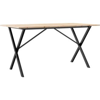 vidaXL Mesa De Comedor Marco X Madera Maciza Pino Y Acero 160x80x75cm Vidaxl